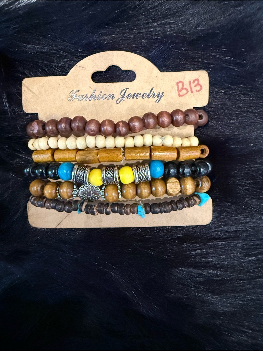 Fashion Jewelry Brown, Turquoise & Yellow Boho Beaded Bracelet Set